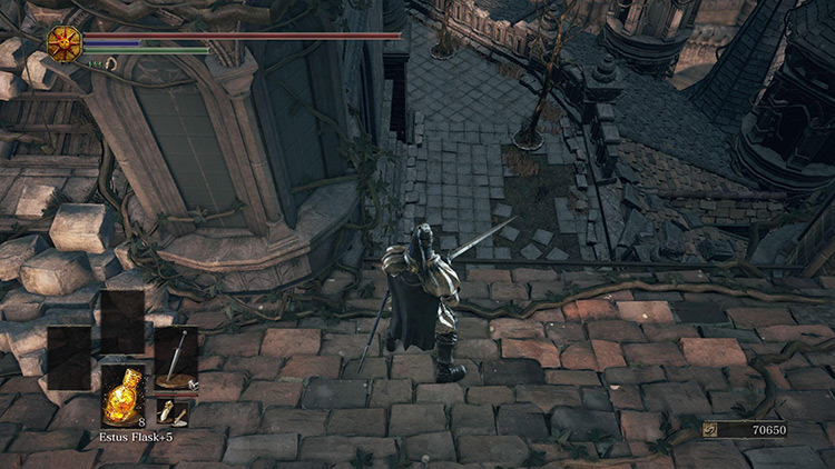 The ledge at the far corner of the roof / Dark Souls III